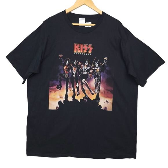KISS Destroyer Mens Graphic T-Shirt 2XL Black Band Tee Retro Rock Short Sleeve - Picture 2 of 9